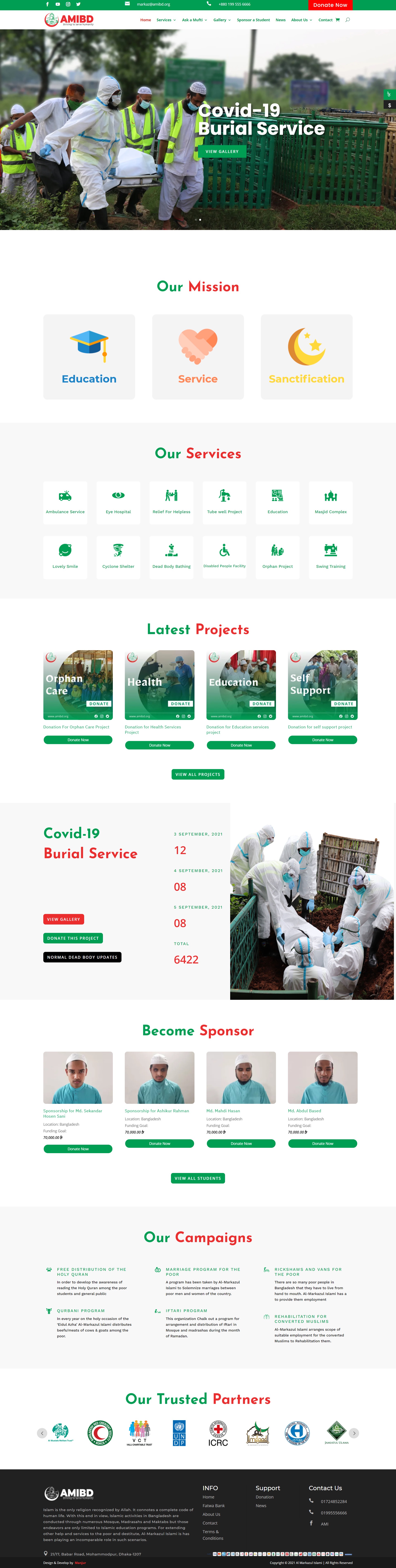 Non Profit organization website for Al Markazul Islami (AMI)