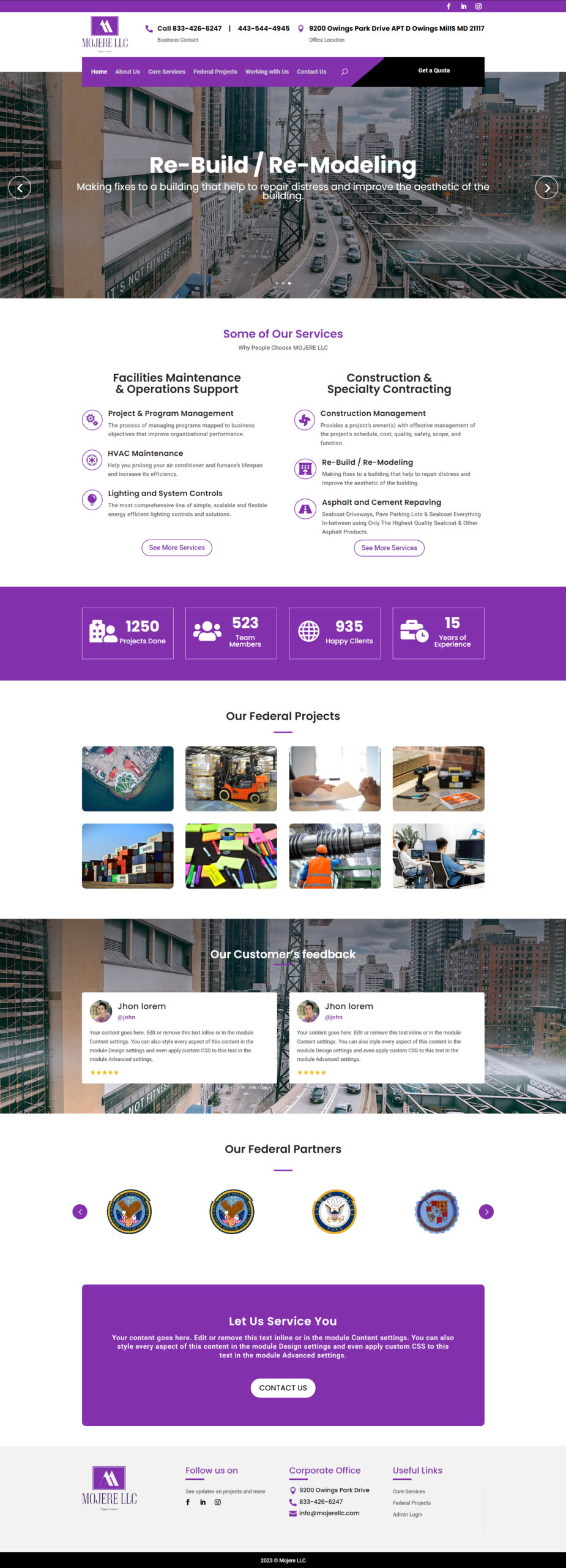 Service Contract company website design and development